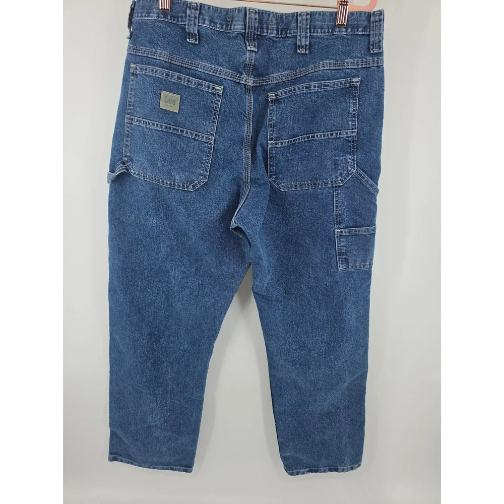 Lee Dungarees Carpenter Jeans Mens 36x32 Blue Denim Workwear Hammer Loop 2887910